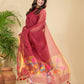 Cherry Red Sequin Paithani Jamdani 2-Piece Set Kurti & Dupatta (UNSTITCHED) -904