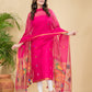 Punch Pink Sequin Paithani Jamdani 2-Piece Set Kurti & Dupatta (UNSTITCHED) -901