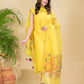 Lemon Yellow Sequin Paithani Jamdani 2-Piece Set Kurti & Dupatta (UNSTITCHED) -900