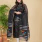 Charcoal Black Muslin Jamdani 2-Pieces Kurti Set Dupatta (UNSTITCHED)-893