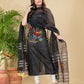 Charcoal Black Muslin Jamdani 2-Pieces Kurti Set Dupatta (UNSTITCHED)-893