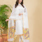 Lace White Sequin Paithani Jamdani 2-Piece Set Kurti & Dupatta (UNSTITCHED) -899