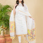 Lace White Sequin Paithani Jamdani 2-Piece Set Kurti & Dupatta (UNSTITCHED) -899