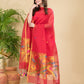 Apple Red Sequin Paithani Jamdani 2-Piece Set Kurti & Dupatta (UNSTITCHED) -898