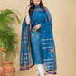 Sky Blue Muslin Jamdani 2-Pieces Kurti Set Dupatta (UNSTITCHED)-891
