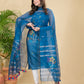 Sky Blue Muslin Jamdani 2-Pieces Kurti Set Dupatta (UNSTITCHED)-891