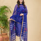 Bright Voilet Muslin Jamdani 2-Pieces Kurti Set Dupatta (UNSTITCHED)-895