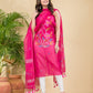 Hot Pink Muslin Jamdani 2-Pieces Kurti Set Dupatta (UNSTITCHED)-897