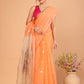 Handwoven Pure Jamdani Silk Cotton Saree  |  Tomato Red