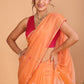 Handwoven Pure Jamdani Silk Cotton Saree  |  Tomato Red
