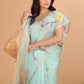 Handwoven Pure Jamdani Cotton Silk Saree  |  Seafoam Teal