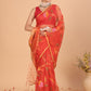 Muslin Tissue Jamdani Saree With Imperial Red - 127
