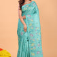 Handwoven Pure Jamdani Silk Saree  |  Turquoise Teal