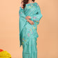Handwoven Pure Jamdani Silk Saree  |  Turquoise Teal