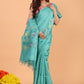 Handwoven Pure Jamdani Silk Saree  |  Turquoise Teal