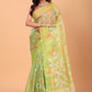 Handwoven Pure Jamdani Silk Saree  |  Lime Green