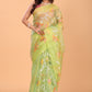 Handwoven Pure Jamdani Silk Saree  |  Lime Green