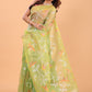 Handwoven Pure Jamdani Silk Saree  |  Lime Green