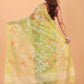 Handwoven Pure Jamdani Silk Saree  |  Lime Green