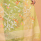 Handwoven Pure Jamdani Silk Saree  |  Lime Green