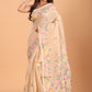 Handwoven Pure Jamdani Silk Saree  |  Champagne Beige