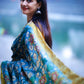 Sky Blue Floral Tussar Kalamkari Saree - 020