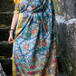 Sky Blue Floral Tussar Kalamkari Saree - 020