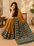 Classic Kota Doria Cotton Saree | Yellow
