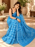 Classic Kota Doria Cotton Saree | Blue