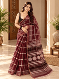 Classic Kota Doria Cotton Saree | Red