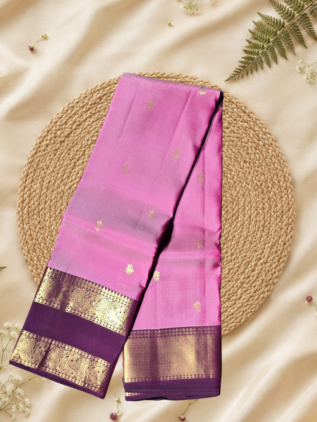 Traditional Kanjivaram Silk saree in Violet