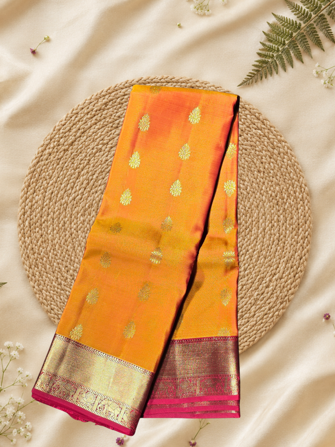 Traditional Kanjivaram Silk saree in Yellow