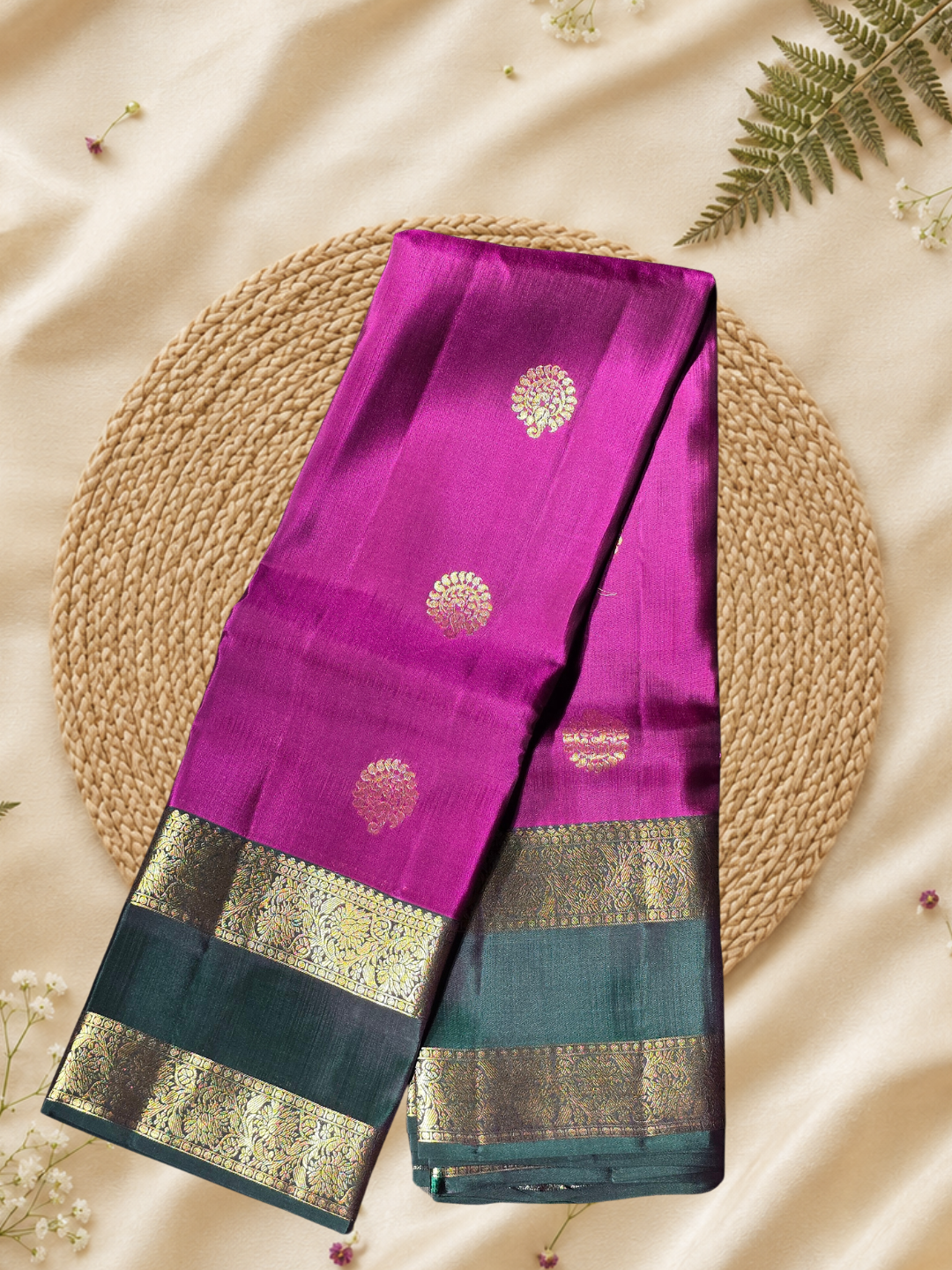 Traditional Kanjivaram Silk saree in Magenta