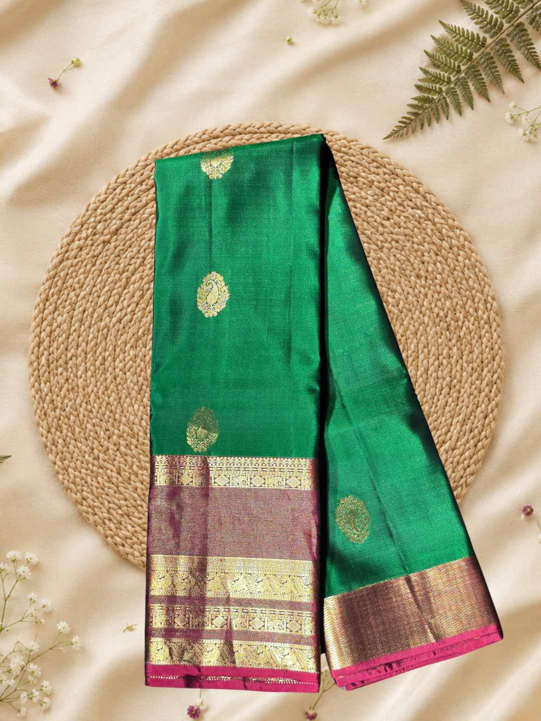 Traditional Kanjivaram Silk saree in Green