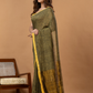 Pure Handloom Linen Saree | Olive Brown