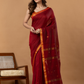 Pure Handloom Linen Saree | Deep Red