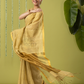 Pure Handloom Linen Saree | Khaki | Plain Body with Ribbon border