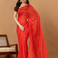 Pure Handloom Mul Cotton Saree | Scarlet Red