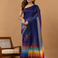 Pure Handloom Mul Cotton Saree | Deep Navy Blue