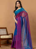Pure Handloom Mul Cotton Saree | Teal Blue