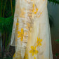 Cream Fruity Yellow Floral-Organza Hand-painted Saree-020