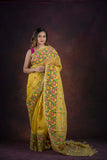 Handwoven Pure Jamdani Muslin Saree  |  Golden Yellow
