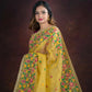 Handwoven Pure Jamdani Muslin Saree  |  Golden Yellow