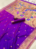 Traditional Paithani Semi Silk Saree | Purple