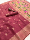 Traditional Paithani Semi Silk Saree | Red