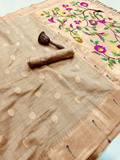 Traditional Paithani Semi Silk Saree | Beige