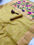 Traditional Paithani Semi Silk Saree | Green