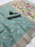 Traditional Paithani Semi Silk Saree | Green