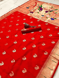 Traditional Paithani Semi Silk Saree | Red