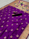 Traditional Paithani Semi Silk Saree | Purple